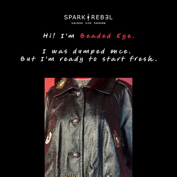 Upcycled Leather “Beaded Eye” Jacket – Unique Street-Style Statement Piece - Picture 10 of 11
